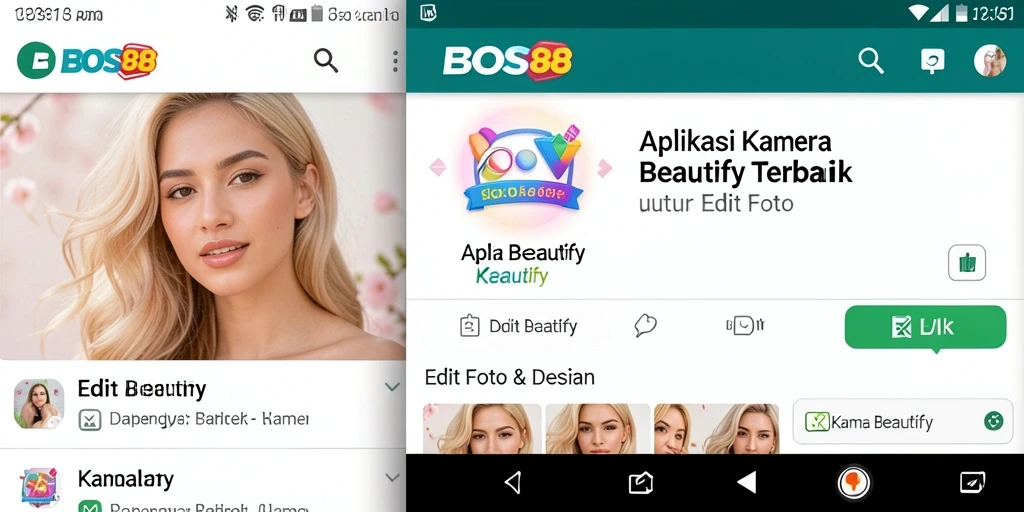 Tampilan antarmuka BOS88 dengan fitur Kamera Beautify.