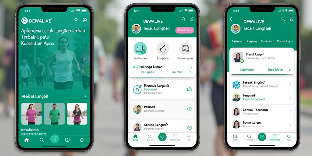 Tampilan antarmuka DEWALIVE dengan fitur Lacak Langkah yang intuitif.