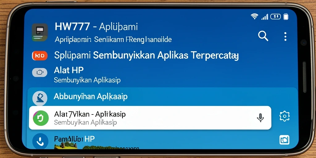 Tampilan antarmuka aplikasi HW777 yang sederhana dan fungsional.