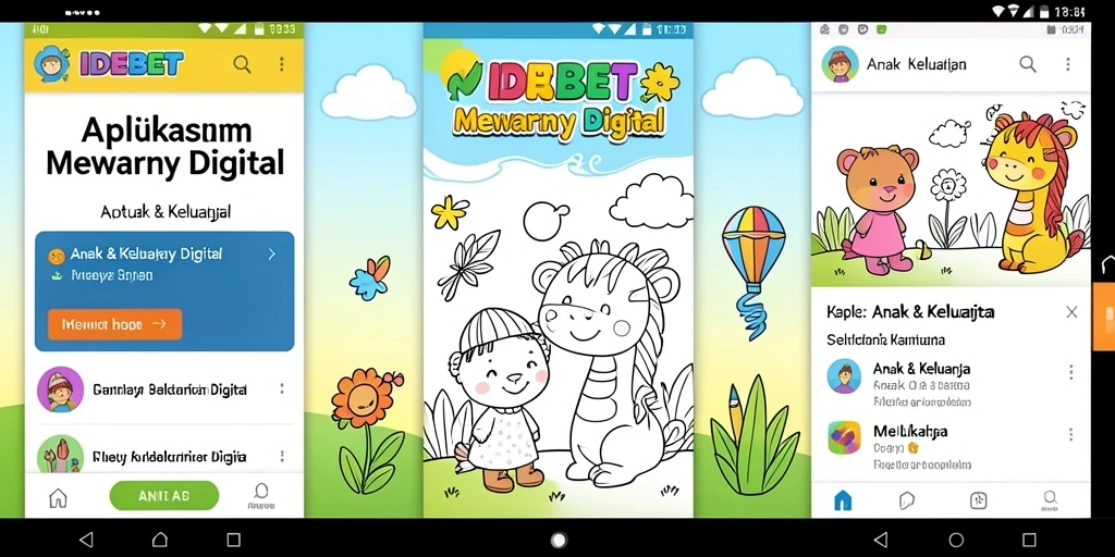 Antarmuka aplikasi IDEBET yang menarik dan ramah anak.