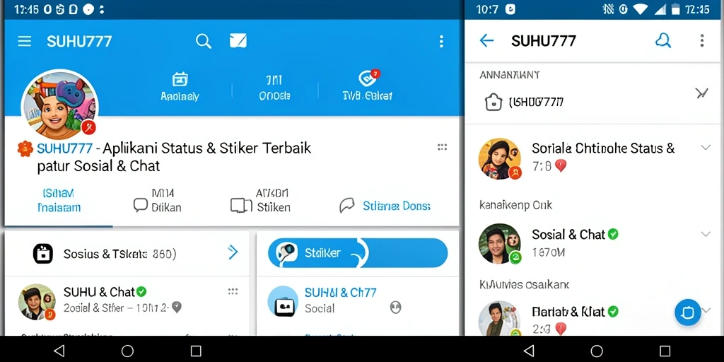 Tampilan aplikasi SUHU777 dengan pilihan stiker yang beragam dan menarik.